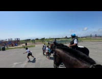 Collab winy - US mounted police plays basketball with kids