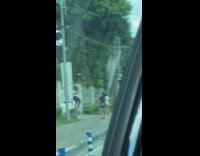 Girl stand rock dance white gate car