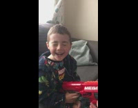 Kid remove tooth tied to nerf bullet