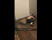 Shirtless guy proud to call you family trashing living room dubstep