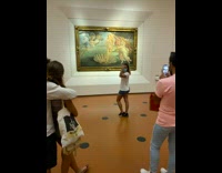 Girl white shirt face mask painting gallery