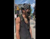 Guy black glitter face mask decorative chains 