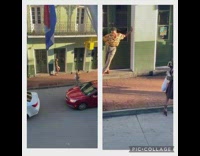 Man and woman take turns at the doorway