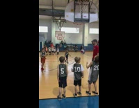 Little boys basketball hits kids head