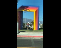 Pink shirt girl face shield rectangle sculpture 