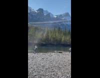 Girl white sleeves weird sexy pose river