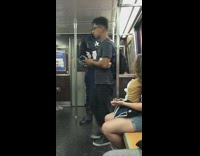 Captain America takes the subway train