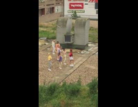 Girl dance group V shape yard apartment