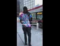 Two friends meet up at the bus 