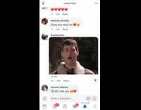 Screen recording woman facebook guy comments gagging gif