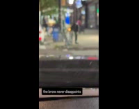 Man light up fireworks from trash bin