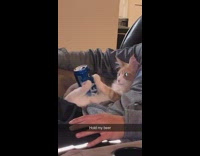 Collab Clips mpugc - Guy has cat sitting with him hold his beer
