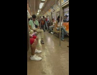 Mariachi band performs in back of train 
