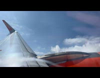 Wind trail on the wings of airplane