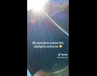 Girl in car scared by grandma