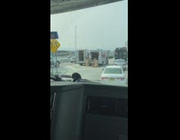 Two guys switch packages fedex truck freeway 