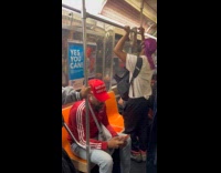 Man rides train puts snake in handrail 