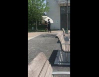 Woman black leather jacket dress forward backward