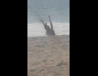 Woman bikini lie down selfie beach waves Part 1