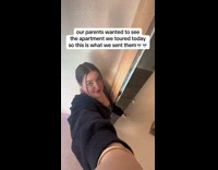 Girl apartment tour friend posing