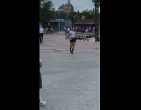 White shirt girl red lollipop disneyland 