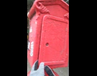 Inside of old red nyc police fire help box