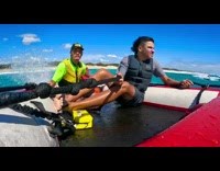Motor Boat Almost Flips Over on Beach