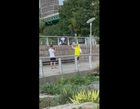 Guy wears banana costume while filming video