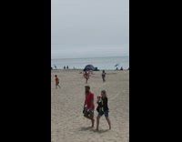 Girl white bikini thirtieth birthday balloons beach