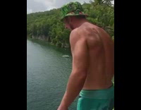 Green hat guy backflip countdown white boat 