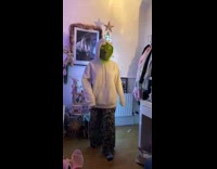 Grinch costume mask girl does WAP dance 