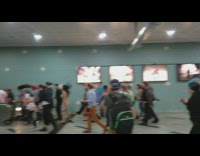 Windy zombie blue subway station stairs escalator