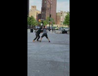 2 guys fight and punch each other in public 