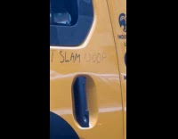 Yellow cab reminds passenger dont slam door