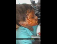 Little boy gets entire face of spaghetti kissing woman