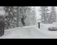 Kid skiing backflips and fails, scorpion