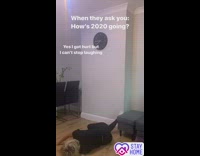 Woman handstands on wall fail