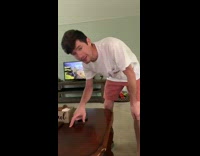 Guy white shirt i dont care what we eat 