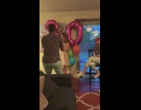 Birthday girl pink thirty balloons living room 