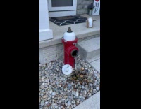 Fake hydrant installed as a recycling waterfall
