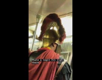 Man dresses up in a gladiator costumer on the subway #BluePointWhatTheL