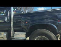 Large blue truck with hellcat decal 