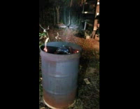 Guy burns wrapping paper fire turns green 