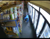 Employee with a push cart fell inside the store