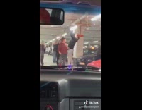 Instant karma guy hits parking garage light police