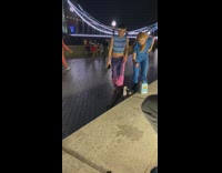 Two people blue pants dance tiktok bridge part 1