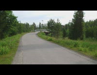 Person walk towards bridge moose eat grass