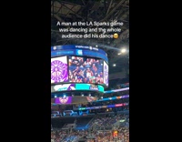 Crowd copies elderly mans dance 