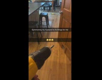 Woman uses power drill husband comes 