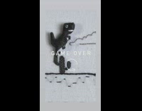 Dinosaur runner game made with hand embroidery